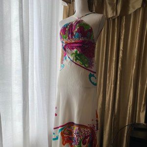 Prom Formal Dress multi colored deep low back